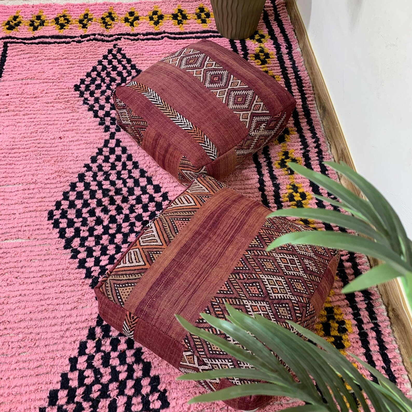 Amazigh Berber Beni Ourain Cozy Floor Cover Pouf