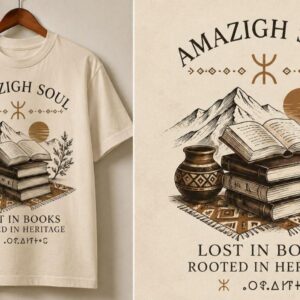 Amazigh Berber Tamazight Yaz Book Lover Digital T-Shirt Design