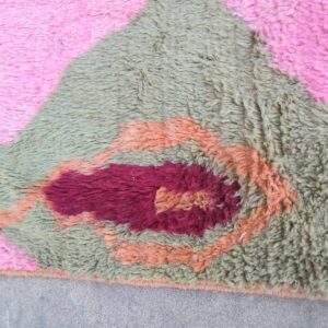 Colorful Berber Azilal Wool Rug with Geometric Handmade Design