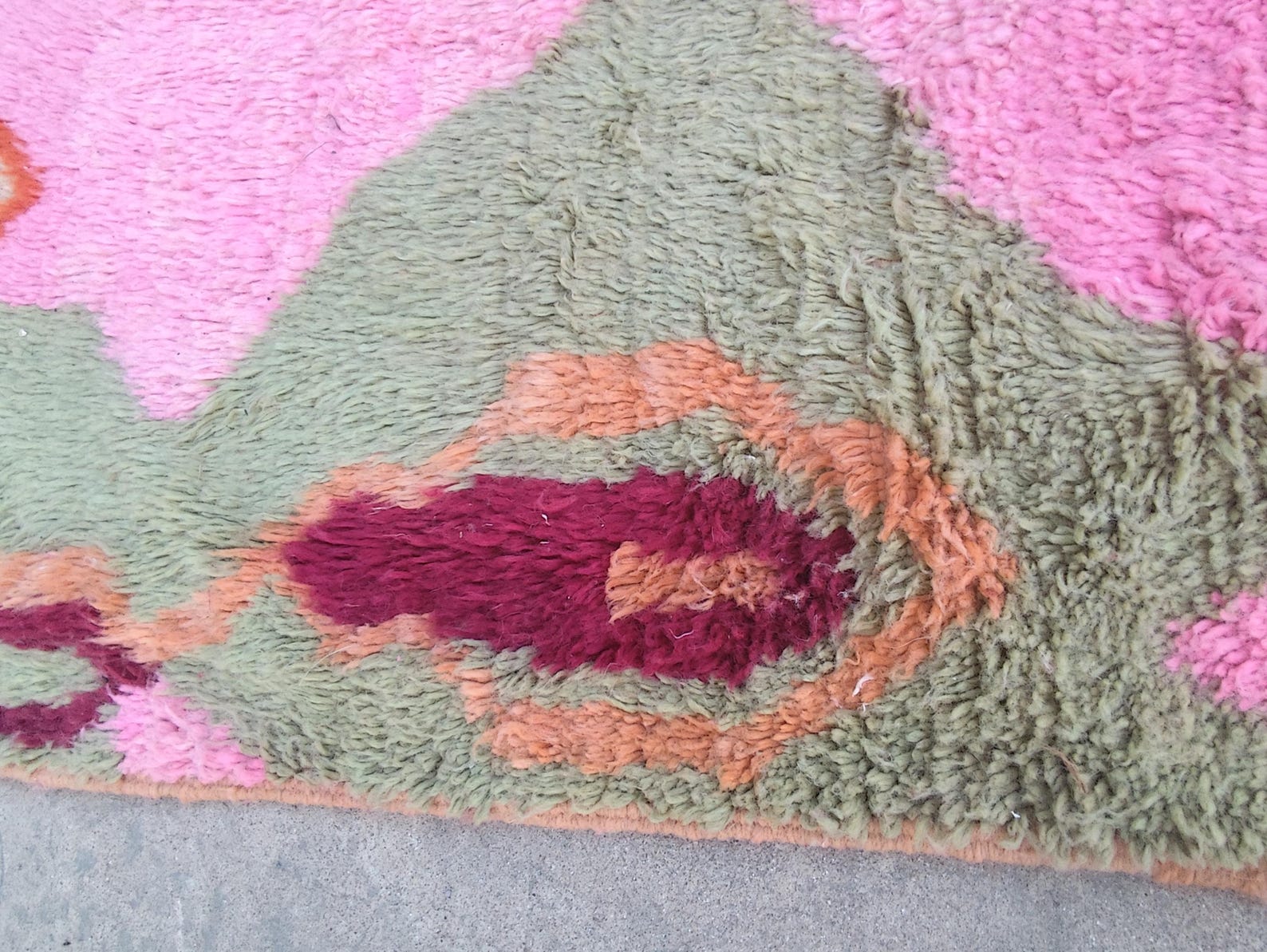 Colorful Berber Azilal Wool Rug with Geometric Handmade Design