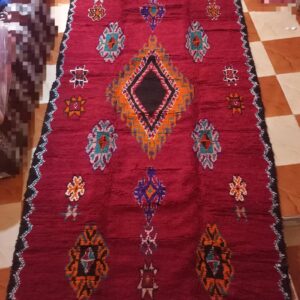 Amazigh Berber Vintage Red Wool Rug Handmade Tribal Carpet