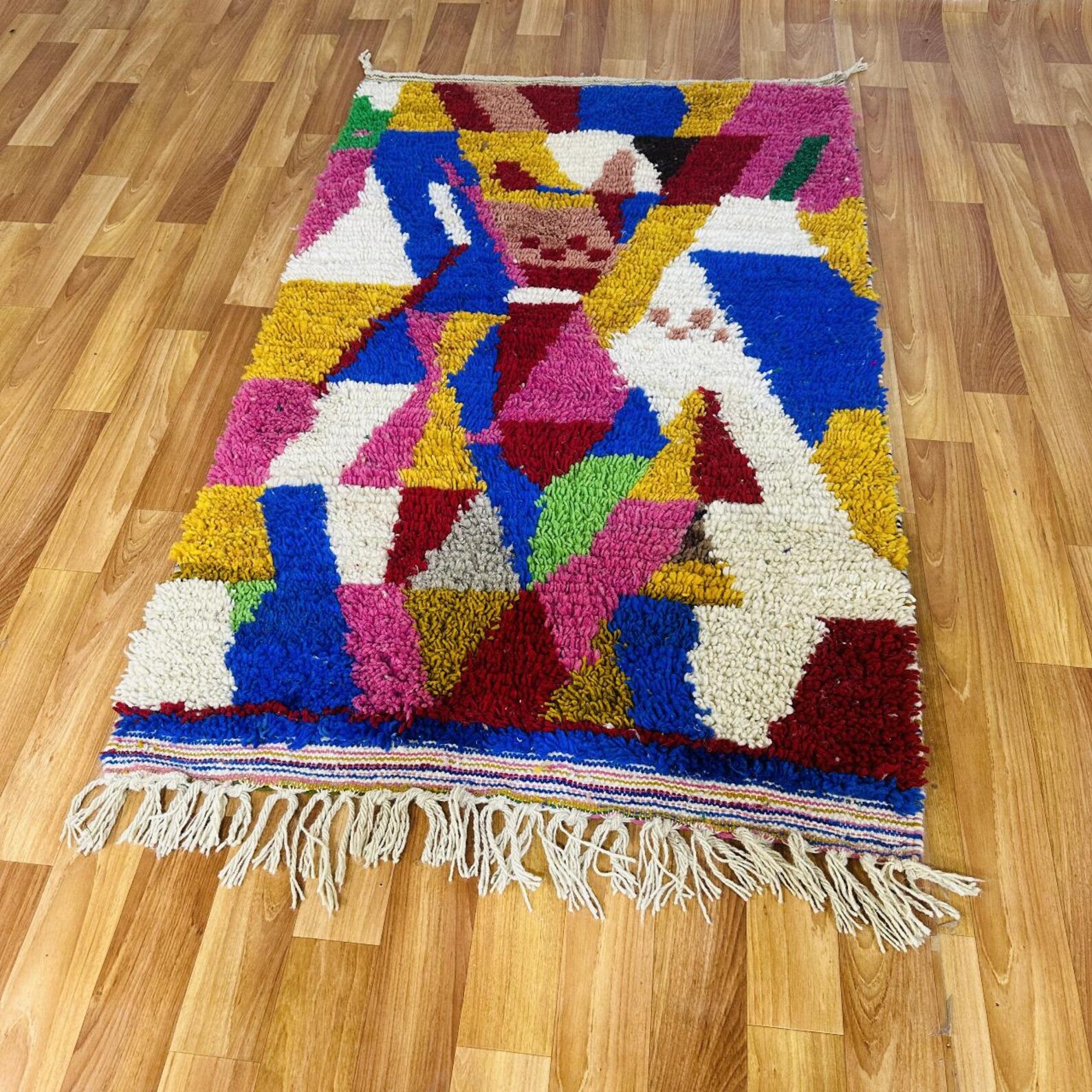 Amazigh Berber Diamond Handwoven Colorful Custom Wool Rug