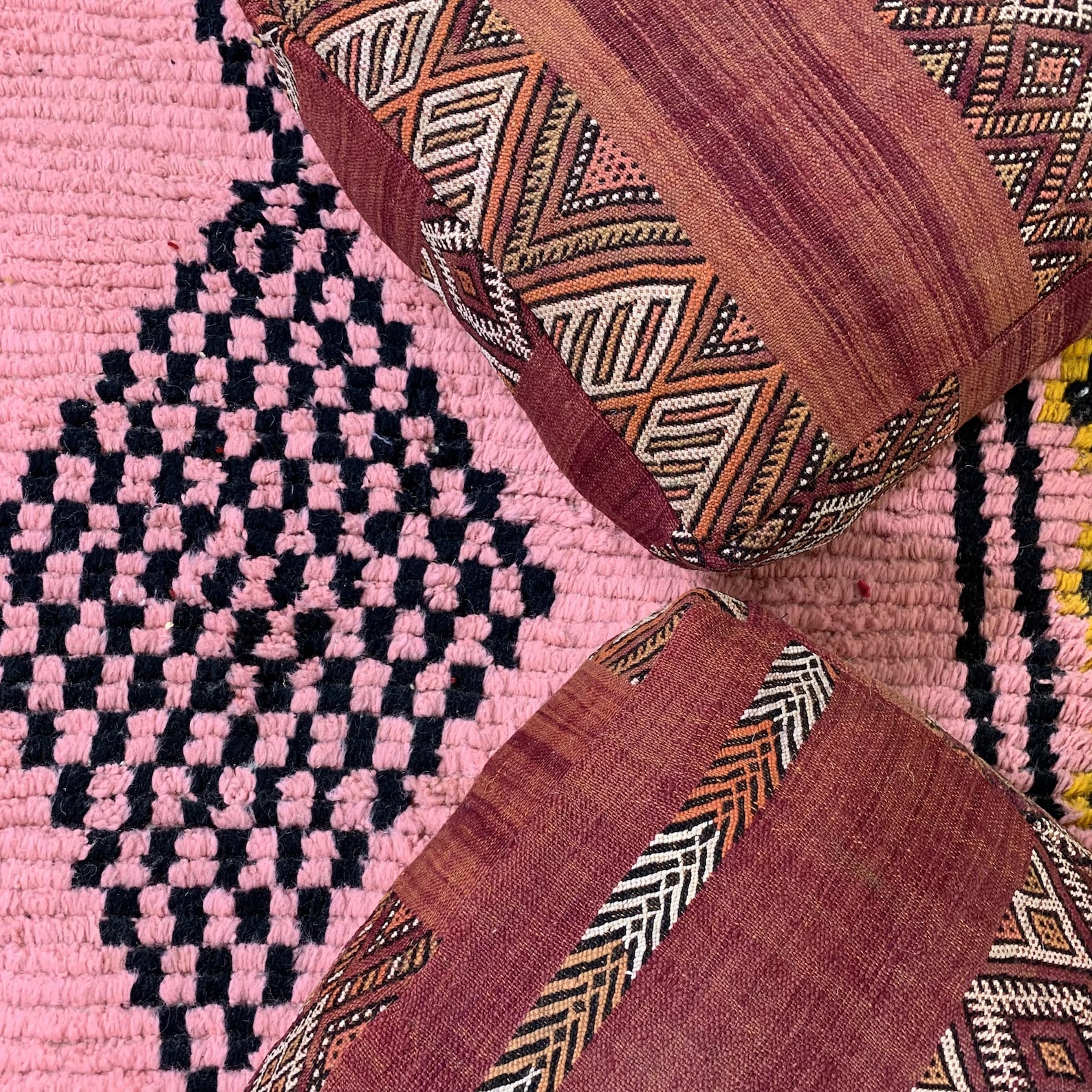 Amazigh Berber Beni Ourain Cozy Floor Cover Pouf