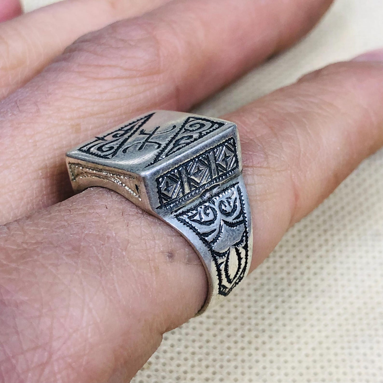 Berber Amazigh Handmade Silver Geometric Traditional Ring Design