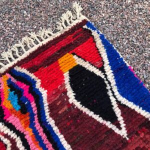 Amazigh Boujaad Wool Rug with Colorful Geometric Berber Patterns
