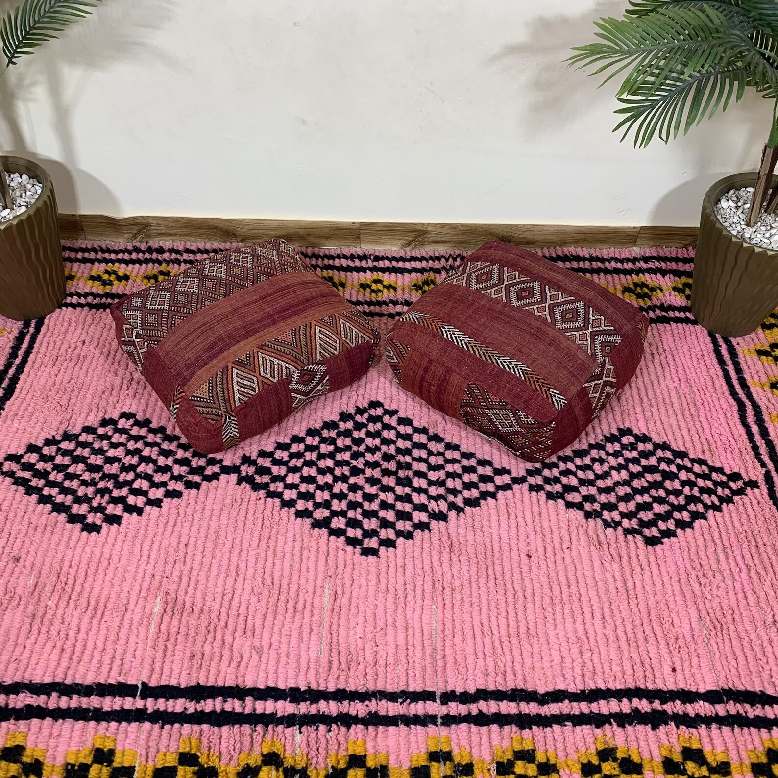 Amazigh Berber Beni Ourain Cozy Floor Cover Pouf