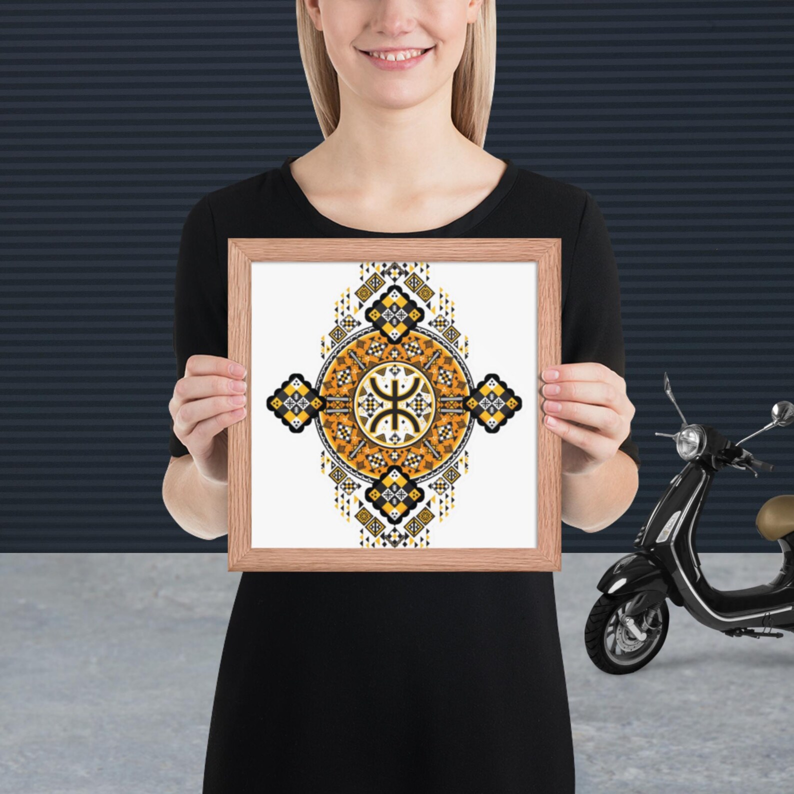 Vibrant Amazigh Berber Yaz Symbol Framed Poster Wall Art