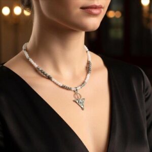 Amazigh Berber Tizerzit Necklace with Natural Stones and Steel