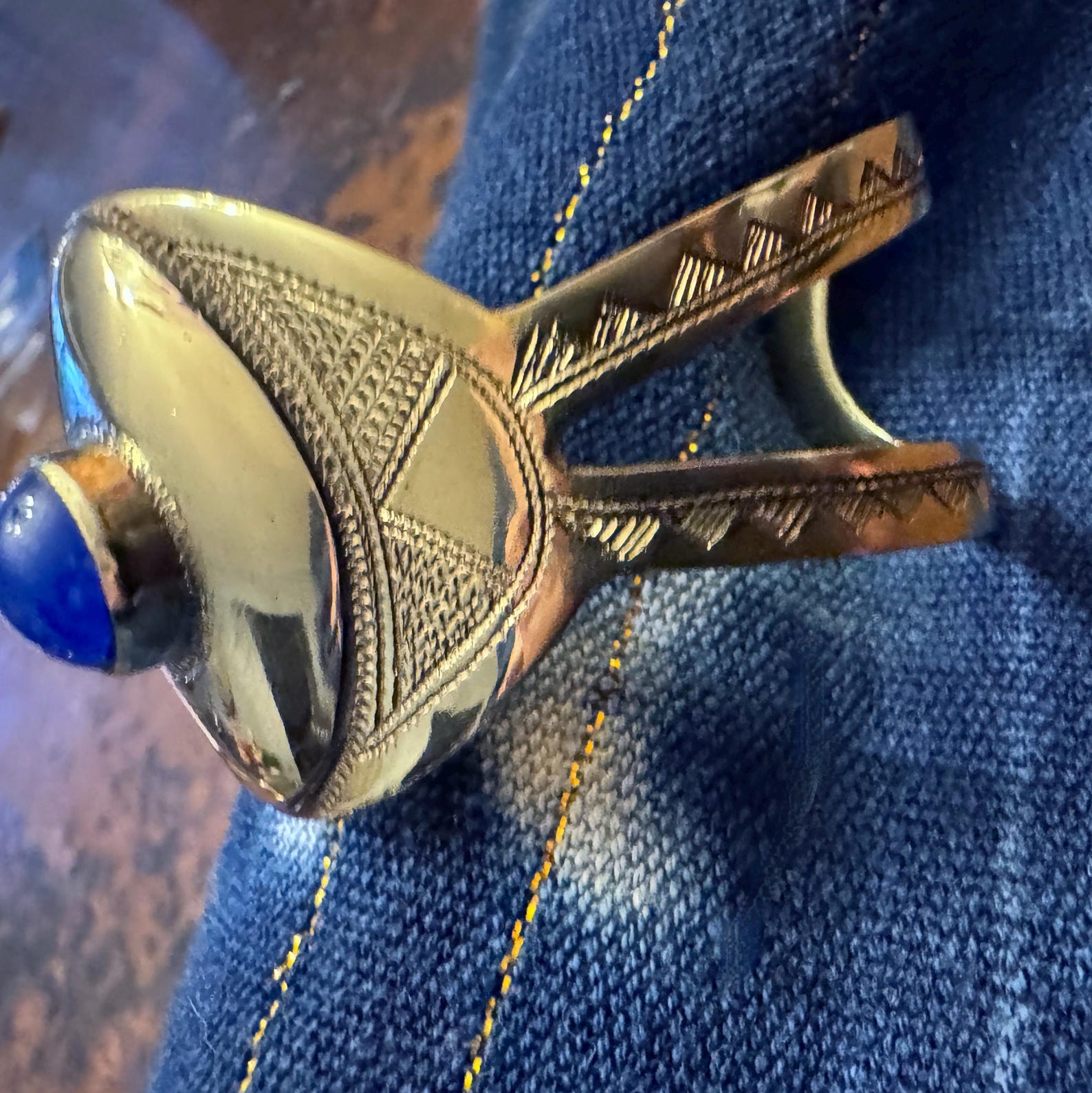 Amazigh Tuareg Stunning Blue Agate Cuff Bracelet One SIZE