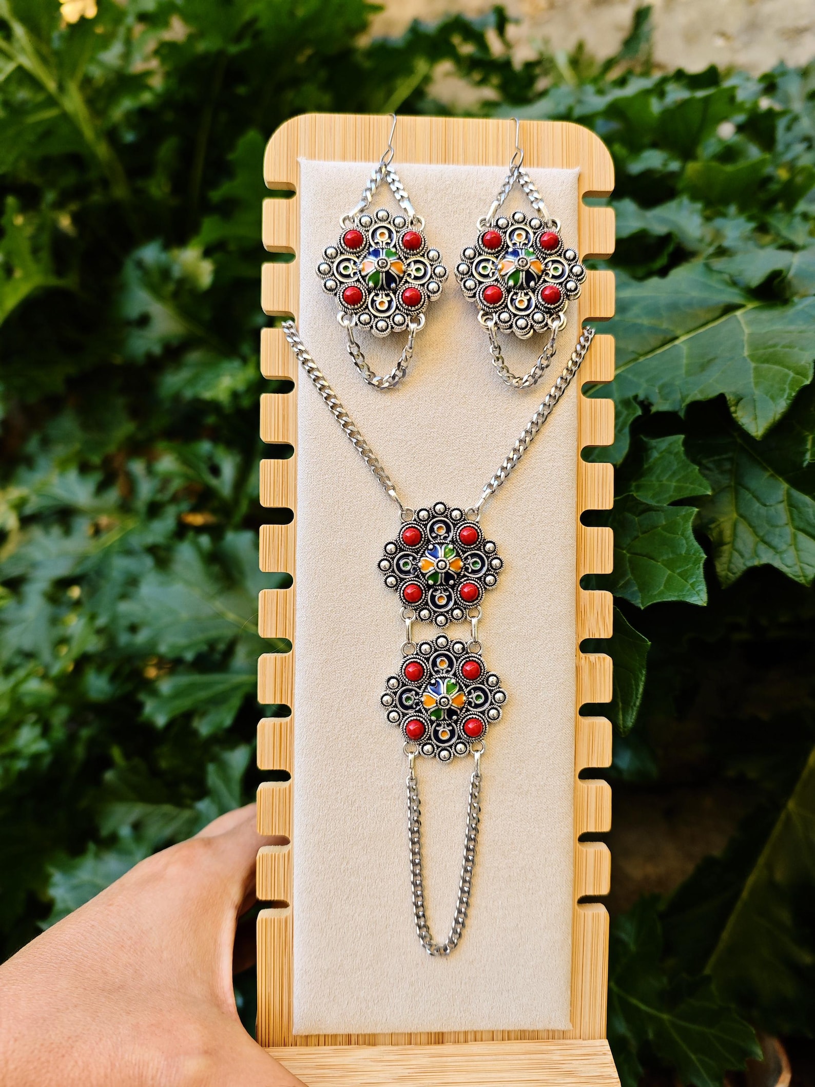 Amazigh Kabyle Berber Jewelry Set with Necklace Earrings Bracelet