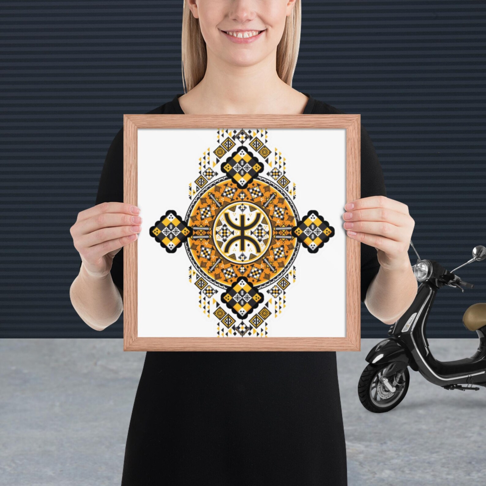 Vibrant Amazigh Berber Yaz Symbol Framed Poster Wall Art