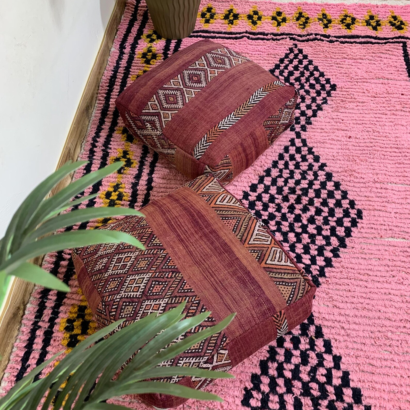 Amazigh Berber Beni Ourain Cozy Floor Cover Pouf