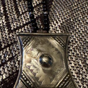 African Tuareg Amazigh Tcherot Tifinagh Amulet Necklace with Onyx Beads