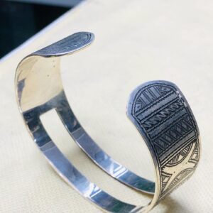 Amazigh Tuareg Berber Gravé Silver Bracelet Adjustable Cuff Maroc