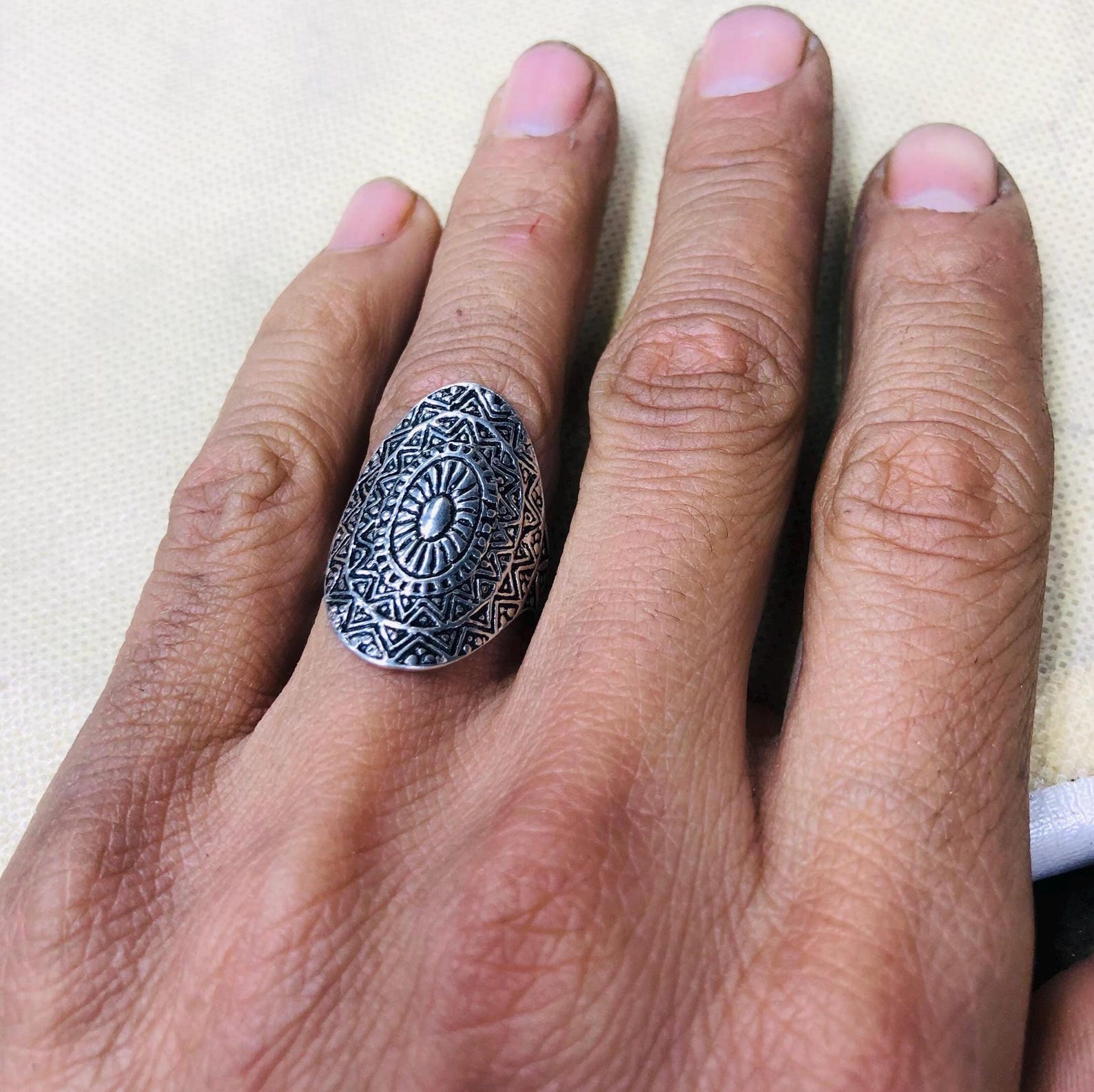 Amazigh Berber Tuareg Sterling Silver Tribal Engraved Ring