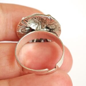 Amazigh Berber Kabyle Adjustable Silver Enamel Ring with Flower Motif