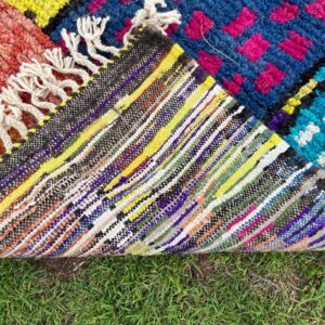 Amazigh Berber Handmade Beni Ourain Pink Cream Geometric Wool Rug