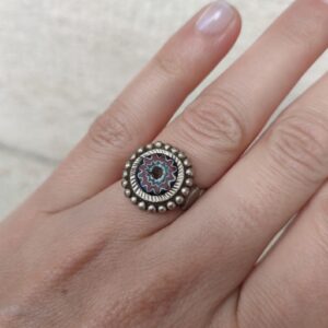 Antique Amazigh Berber Chevron Bead Silver Ring Size 7