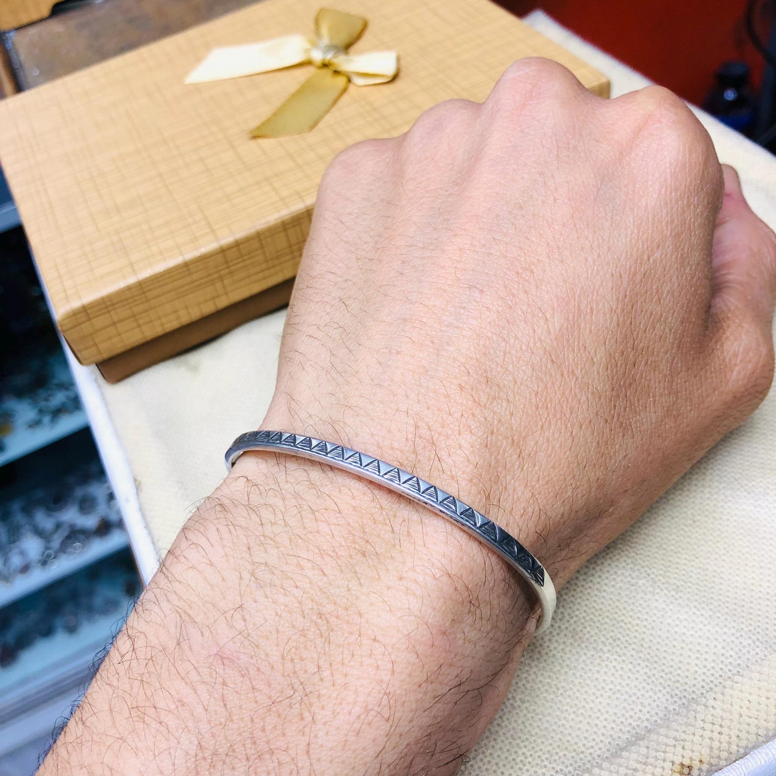 Amazigh Berber Gravé 925 Silver Open Cuff Bracelet