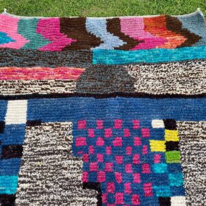 Amazigh Berber Handmade Beni Ourain Pink Cream Geometric Wool Rug