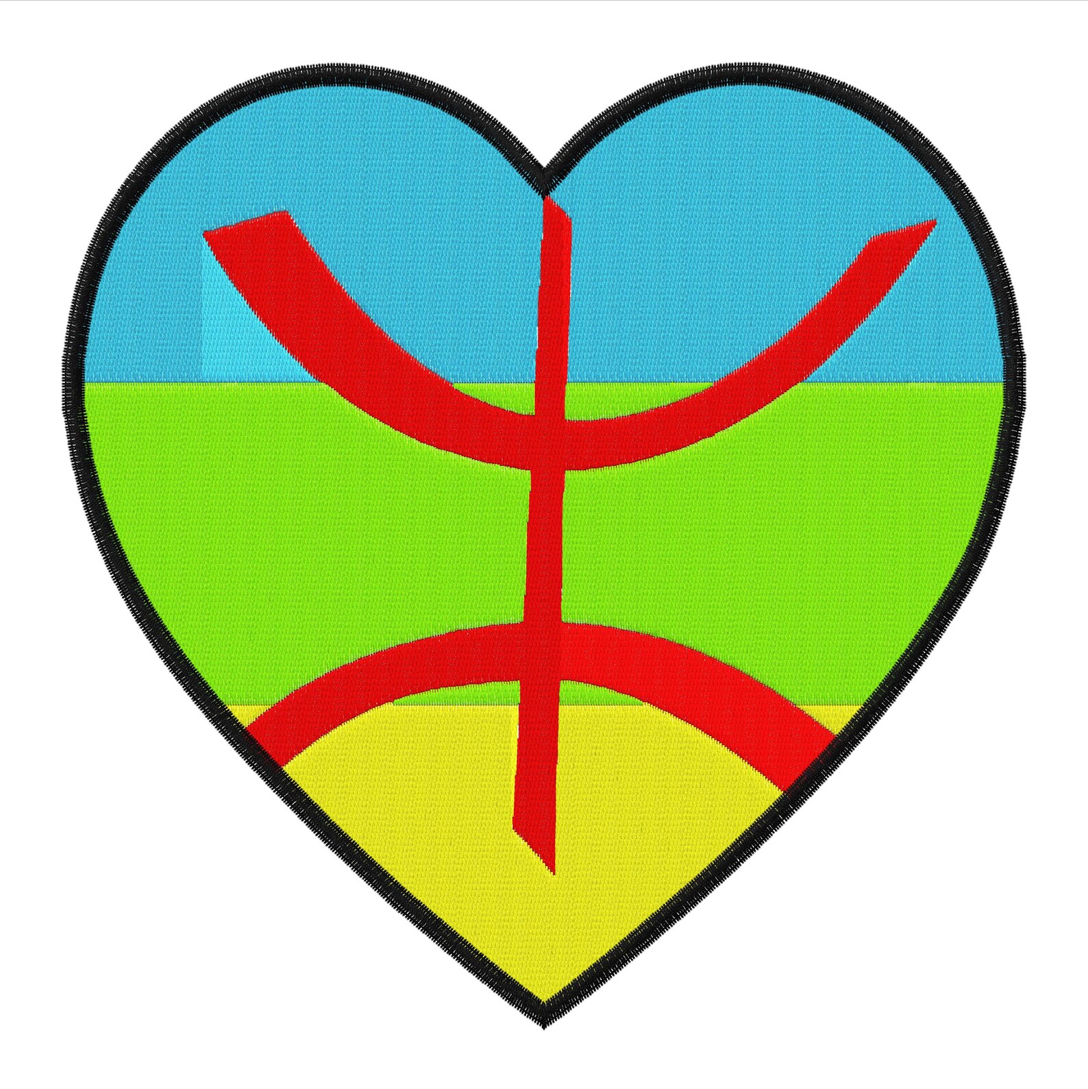 Amazigh Berber Embroidery Flag Heart Multiple Size Digital Download