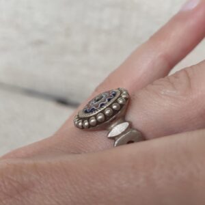Antique Amazigh Berber Chevron Bead Silver Ring Size 7