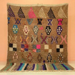 Hand-Knotted Azilal Berber Wool Rug with Tribal Symbol Sampler