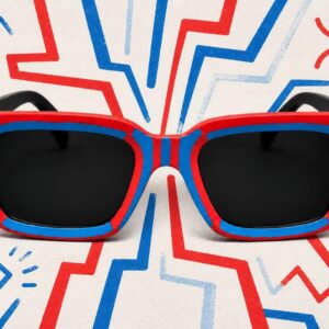 Amazigh IMAN TIFAWT Hand Painted Blue Red Sunglasses Frames