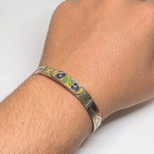 Handmade Amazigh Berber Kabyle Enamel Brass Gold Tone Adjustable Bracelet