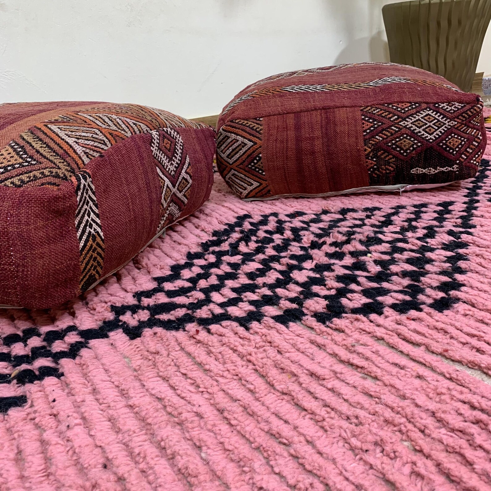 Amazigh Berber Beni Ourain Cozy Floor Cover Pouf