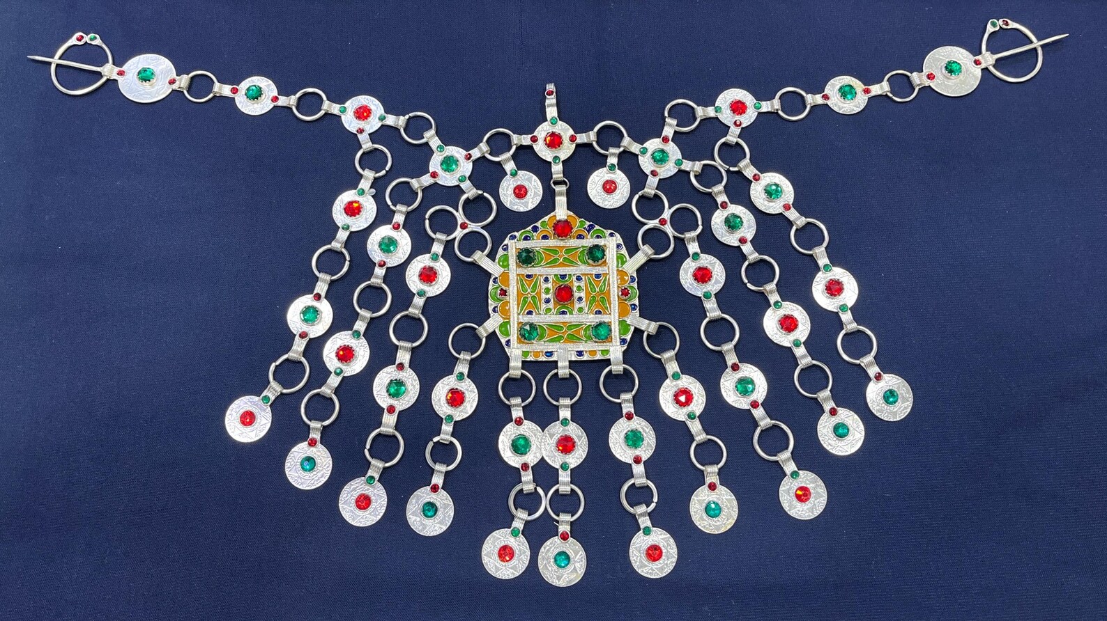 Amazigh Silver Tribal Necklace with Engraved Heritage Jewelry Design