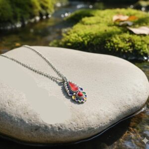 Amazigh Kabyle Berber Minimalist Necklace with Enamel Pendant