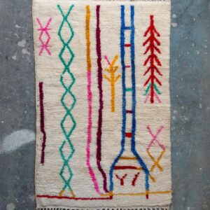 Amazigh Azilal Berber Handmade Wool Rug with Vertical Motifs