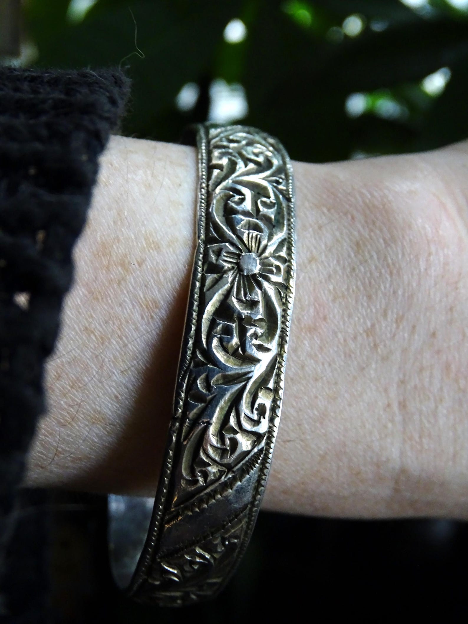 Berber Amazigh High-Grade Fine Silver Hand Etched Filagree Bracelet