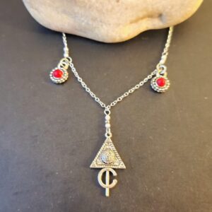 Amazigh Kabyle Fibule Berber Necklace with Corail Charms
