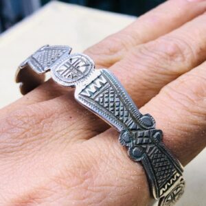 Amazigh Berber Gravé 925 Silver Engraved Cuff Bracelet