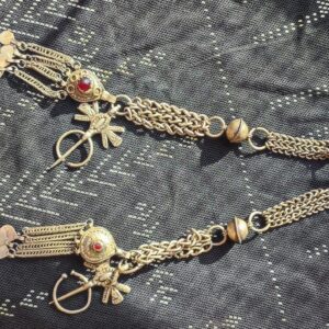 Antique Amazigh Beaded Silver Headdress Fibula with Brooch Details