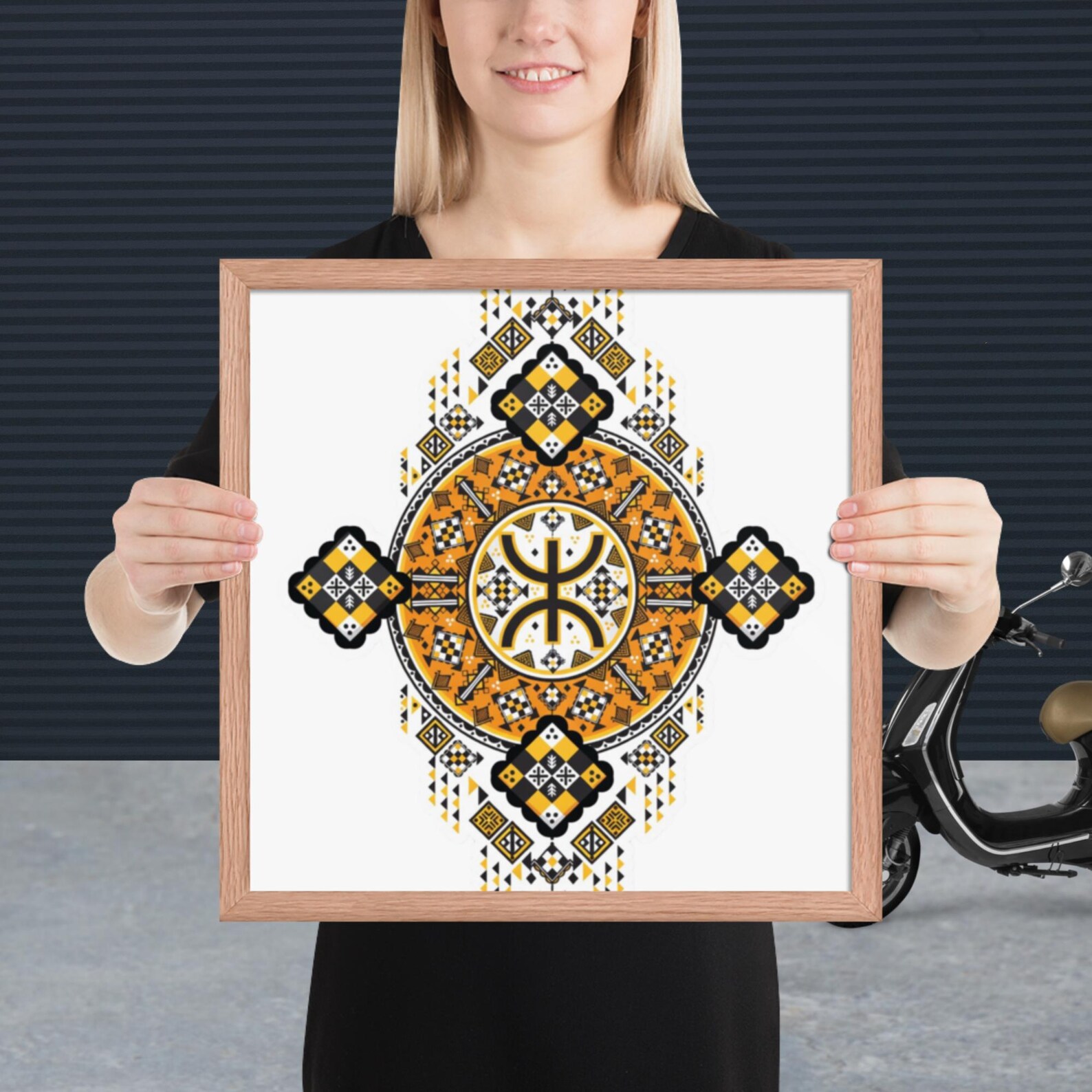 Vibrant Amazigh Berber Yaz Symbol Framed Poster Wall Art