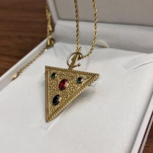 Amazigh Berber Timizghin Triangle Motif Gold Pendant Necklace