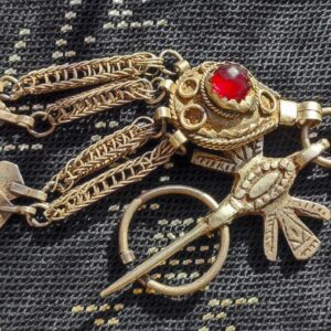 Antique Amazigh Beaded Silver Headdress Fibula with Brooch Details
