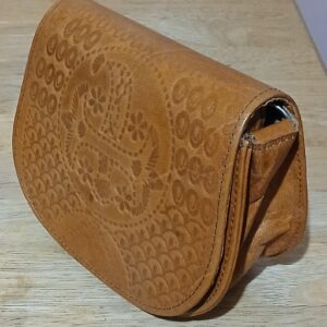 Amazigh Tunisia Leather Handbag with Traditional Motifs Shoulder Bag