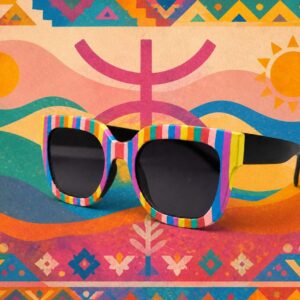 Amazigh IZURAG N TUDERT Rainbow Striped Hand Painted Sunglasses Frames