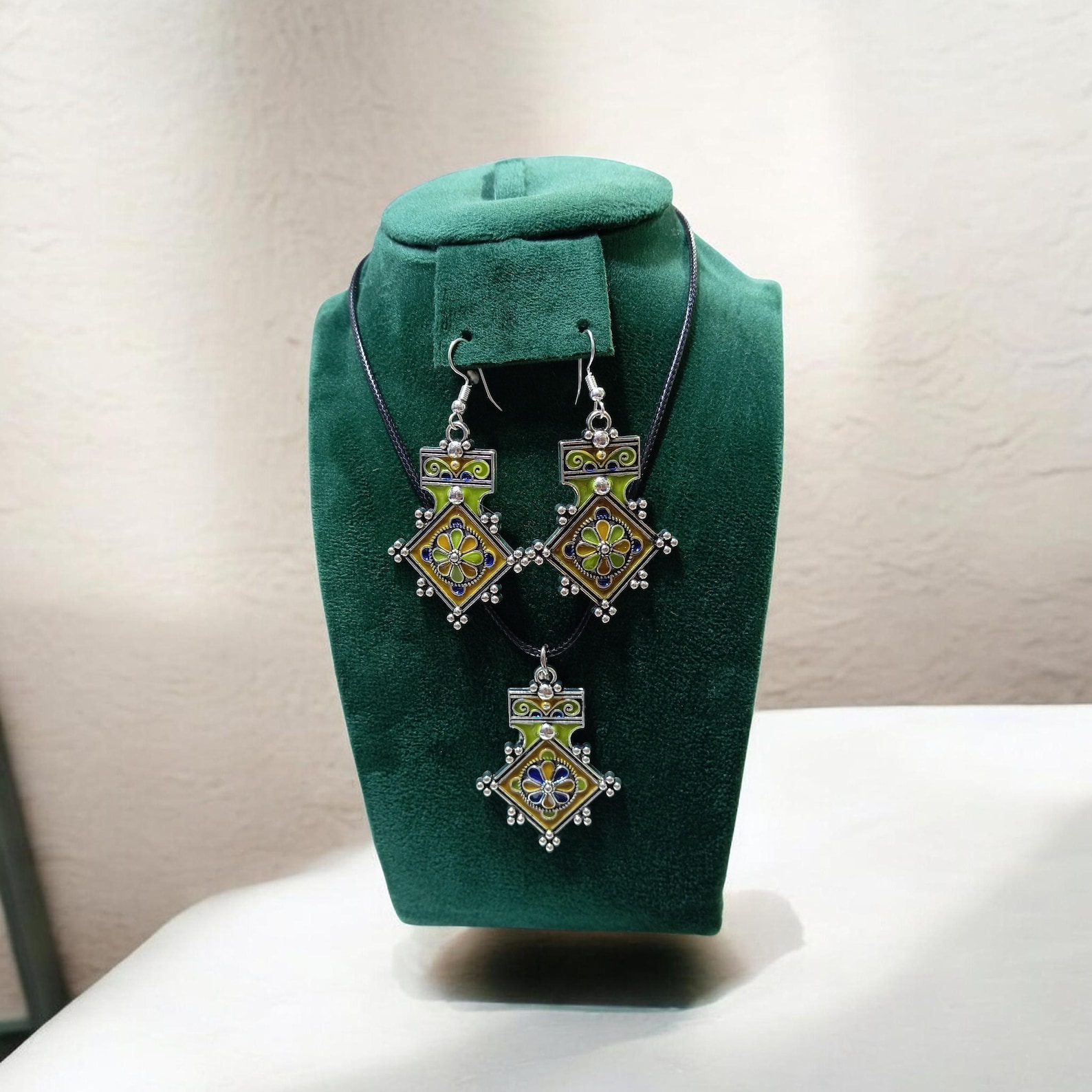 Amazigh Berber Jewelry Set with Necklace and Earrings Stainless Steel