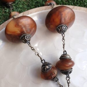 Berber Amazigh Vintage Copal Bead Amulet Necklace from Maroc