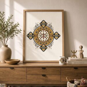 Vibrant Amazigh Berber Yaz Symbol Framed Poster Wall Art