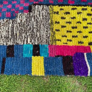 Amazigh Berber Handmade Beni Ourain Pink Cream Geometric Wool Rug