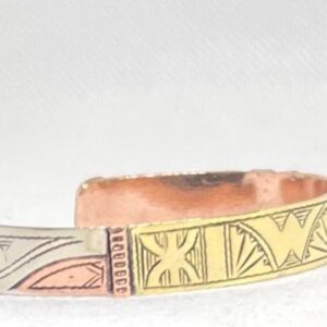 Amazigh Berber Tuareg Brass Bangle Bracelet with Symbolic Design