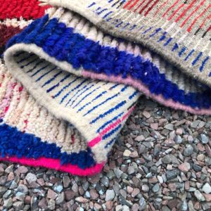 Amazigh Boujaad Wool Rug with Colorful Geometric Berber Patterns