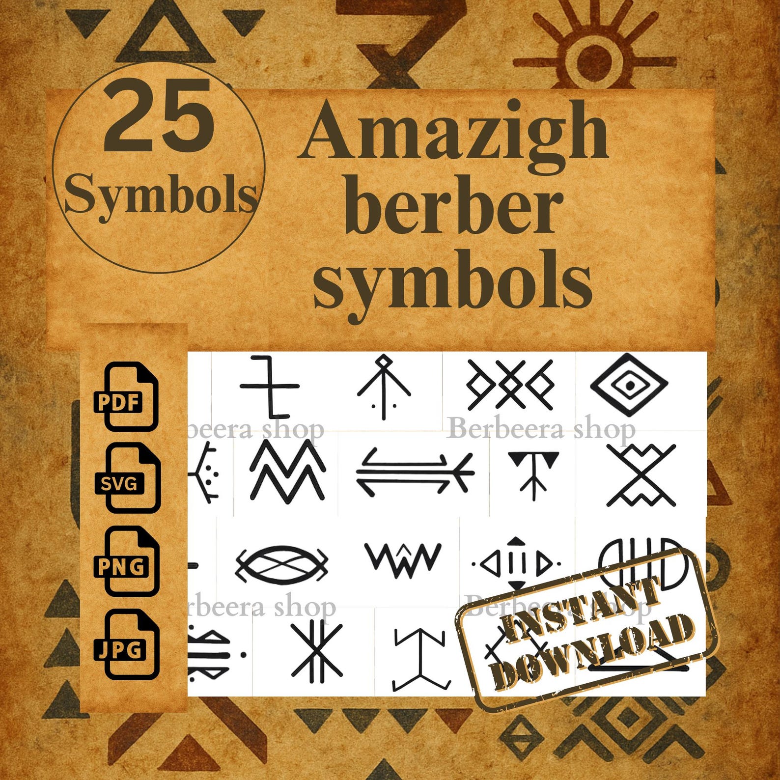 Amazigh Berber Handcrafted With Cultural Meaning North African Symbols Digital Download