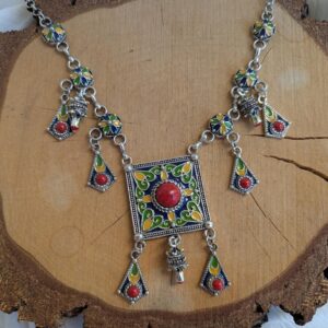 Amazigh Kabyle Berber Traditional Handmade Adjustable Necklace with Colorful Details